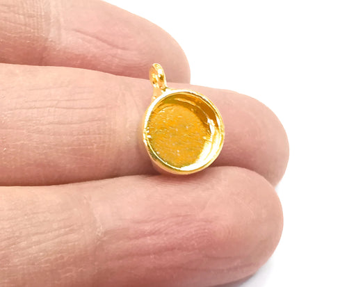2 Round Cup Gold Plated Brass Bezel Findings,Pendant (10mm Blank) G27264