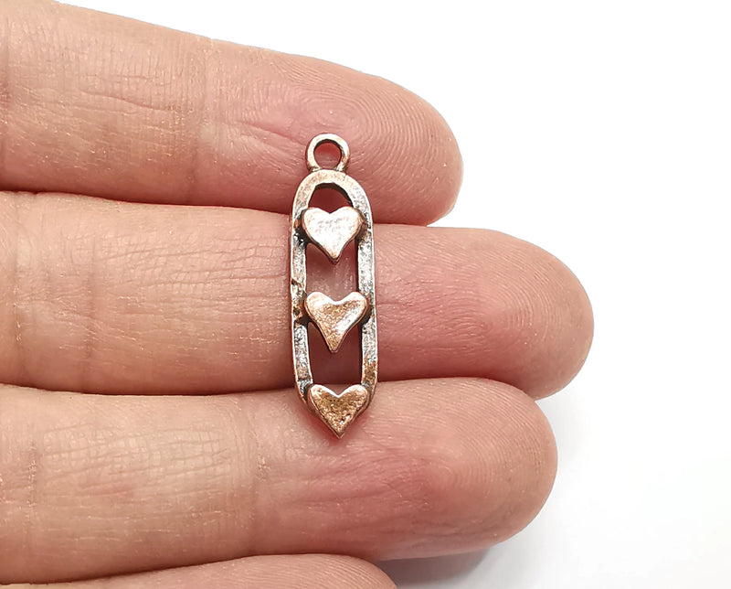 Hearts Charms, Dangle Charms Antique Copper Plated (30x8mm) G29862