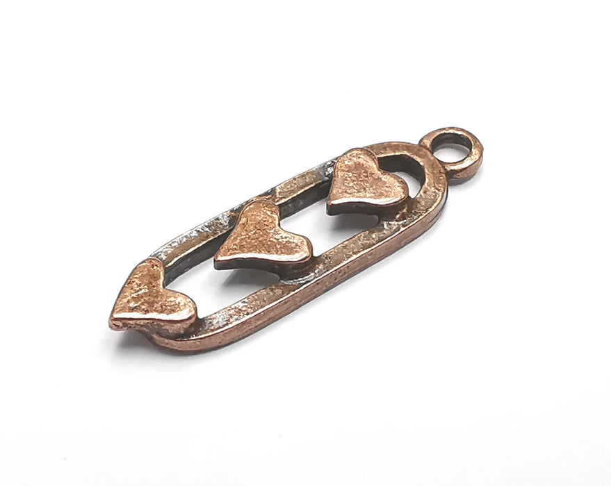 Hearts Charms, Dangle Charms Antique Copper Plated (30x8mm) G29862