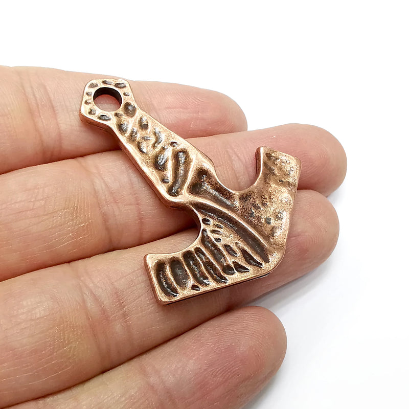 Anchor Pendant, Nautical Pendant, Hammered, Antique Copper Plated Metal (49x41mm) G35076