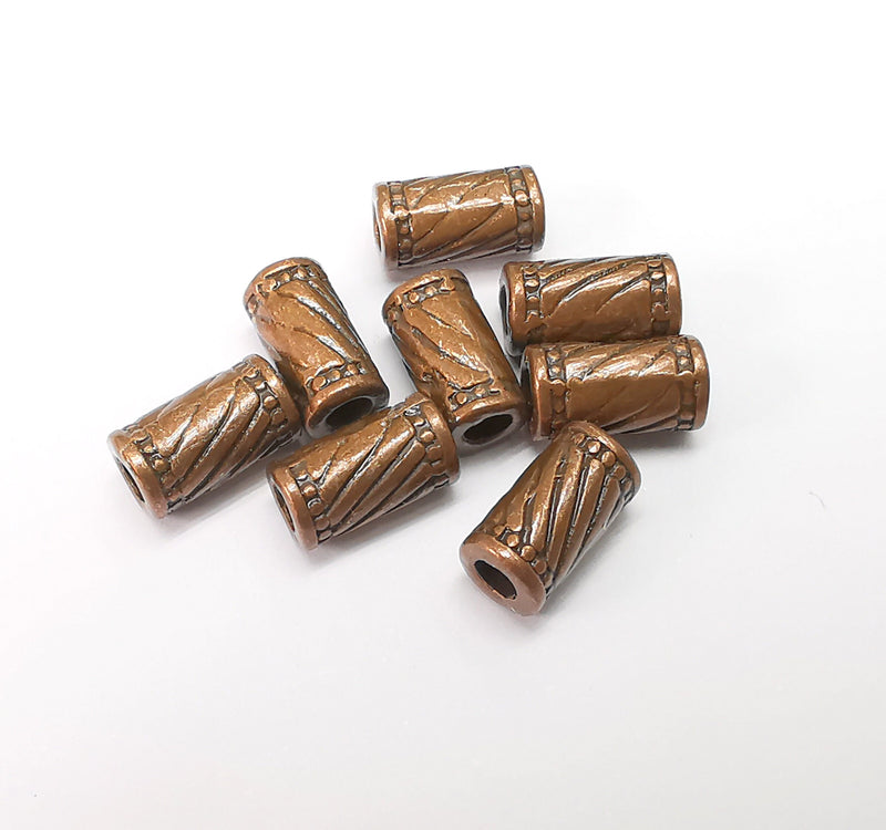 10 Tube Beads, Cylinder Beads, Copper Beads, Bracelet Beads, Twisted Beads, Necklace Beads, Antique Copper Plated Metal 10x5mm G35208