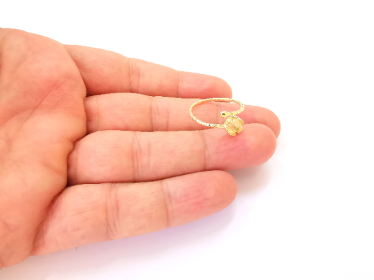 Sterling Silver Ring Blank Bezel Shiny Gold 925 Silver Ring Setting Resin Blank Cabochon Ring Mounting Adjustable Ring Base G30137