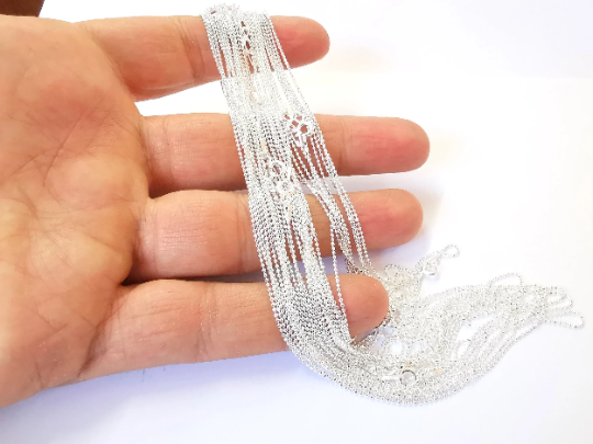 Sterling Silver Finished Necklace Chain Ball Chain Bead Chain (1mm) 925 Solid Silver Ready Chain (40cm-16 inch) G30089