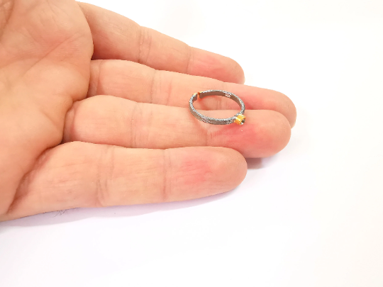 Sterling Silver Ring Blank Bezel Ring Setting 925 Silver Cabochon Ring Mounting Adjustable Ring Base (3mm round) G30097