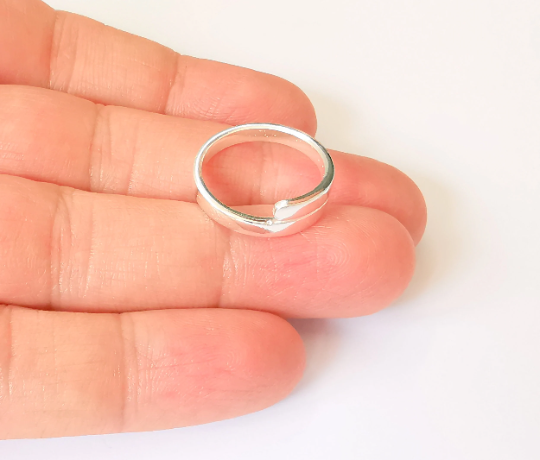 Stamping Ring Blanks, Sterling Silver Crossing Ring, Wrap Ring, Cross Ring, Adjustable Engraving Blank Ring (3mm) G30096