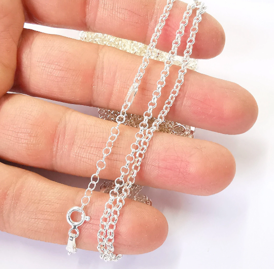 Sterling Silver Finished Bracelet Chain Rolo Chain Bangle Chain 925 Solid Silver Ready ball chain (17cm+3cm-6,6inch+1,2inch) G30117