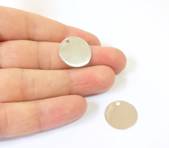 Sterling Silver Stamping Blank Charms 925 Silver Disc Charms Round Charms Pendant, Findings (20mm) G30084