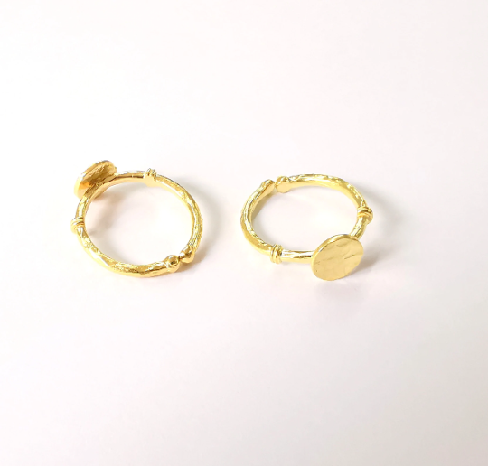 Stamping Ring Blanks, Gold Plated Sterling Silver, Engraving Blank, Statement Rings, Adjustable Nameplate Ring, 925 Solid Silver 8mm G30143