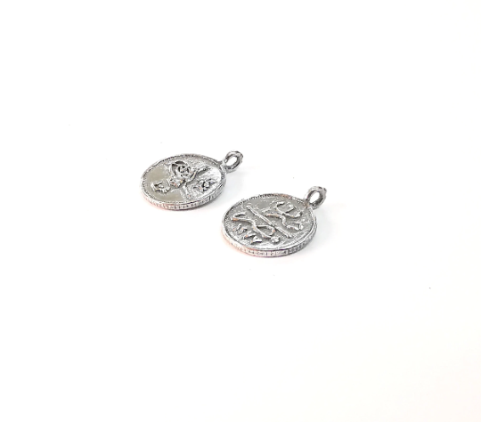 2 Sterling Silver Coin Charms Ottoman Signature Charms 925 Silver Charms (13mm) G30164