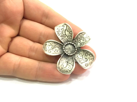 Antique Silver Pendant (10mm Blank) Antique Silver Plated Metal G5650