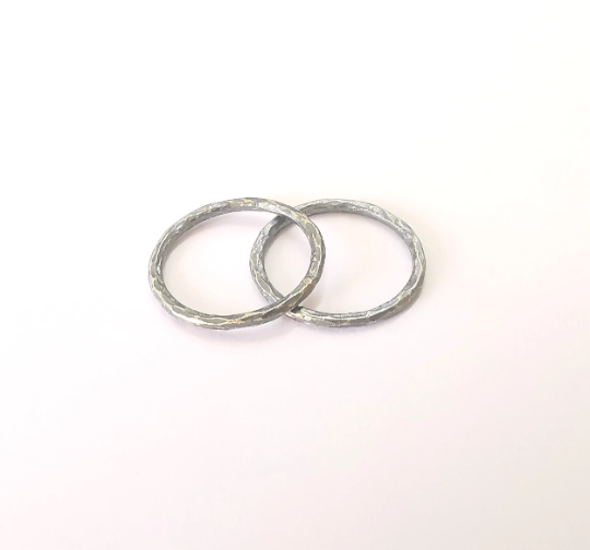 2 Sterling Silver Circle findings Oxidized Silver Circle 925 Solid Silver Findings (24mm) G30103