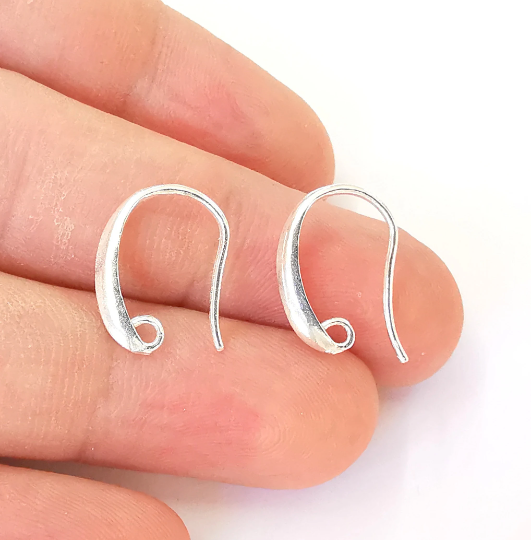 Sterling Silver Earring Hook 2 Pcs (1 pair) 925 Silver Earring Wire Findings G30160