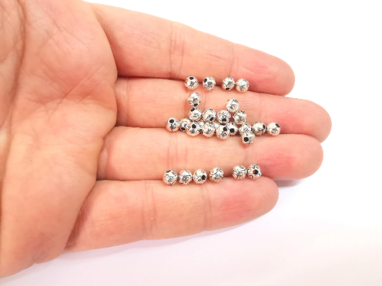 10 Sterling Silver Ball Beads 925 Solid Silver Beads (5mm) 10 Pcs G30145
