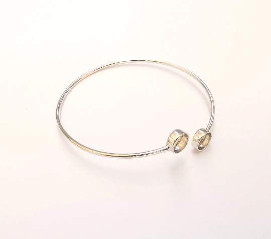 Sterling Silver Bracelet Blank Bezel 925 Silver Cuff Base Setting Blank Cabochon Bezel Mounting Adjustable Bracelet Base G30114