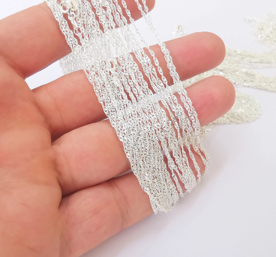 Singapore Chain Sterling Silver Finished Necklace Chain Rope Chain Serpentine (1,5mm) 925 Solid Silver Ready Chain (40cm-16 inch) G30081