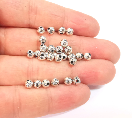 10 Sterling Silver Ball Beads 925 Solid Silver Beads (5mm) 10 Pcs G30145