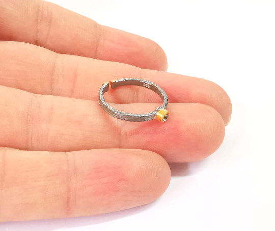 Sterling Silver Ring Blank Bezel Ring Setting 925 Silver Cabochon Ring Mounting Adjustable Ring Base (3mm round) G30097