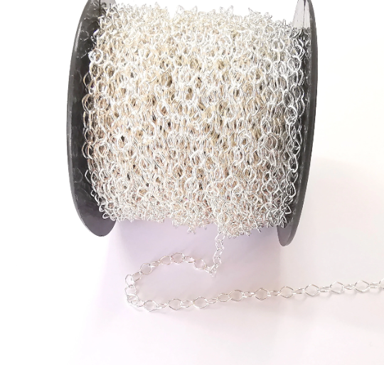 1mt(3.3ft) Sterling Silver Oval Cable Chain 925 Solid Silver Soldered Chain (4.3x3.3mm) G30121