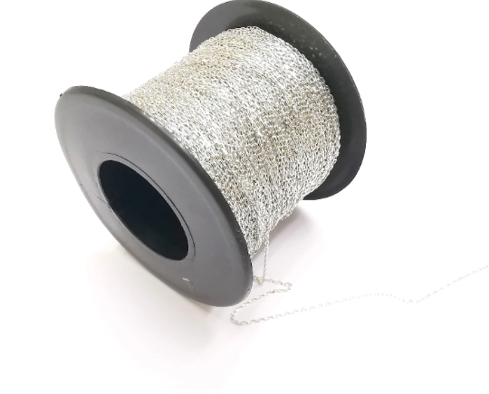 Sterling Silver Soldered Cable Chain 1mt(3.3ft) 925 Silver Chain Findings (1,4x0,8mm thickness) G30095