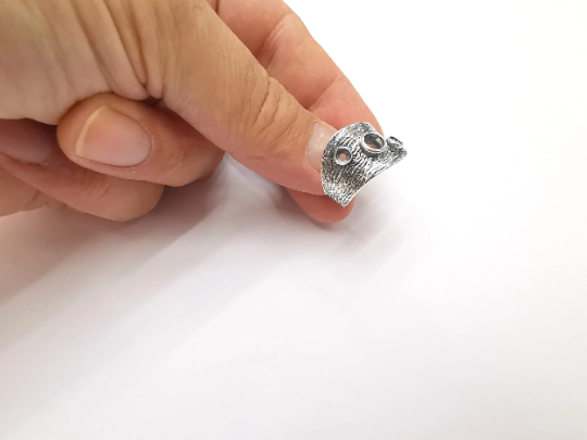 Sterling Silver Ring Blank Bezel 925 Antique Silver Setting Cabochon Ring Mounting Adjustable Ring Base G30100