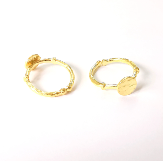 Stamping Ring Blanks, Gold Plated Sterling Silver, Engraving Blank, Statement Rings, Adjustable Nameplate Ring, 925 Solid Silver 8mm G30143