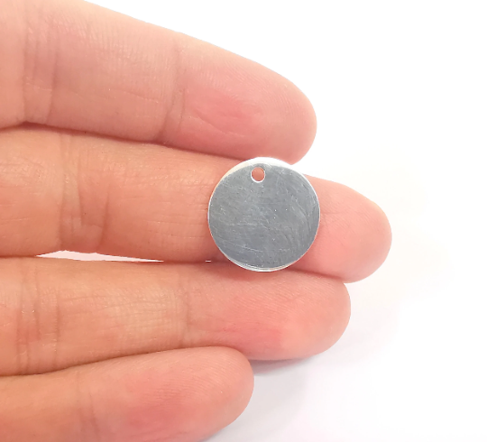 Sterling Silver Stamping Blank Charms 925 Silver Disc Charms Round Charms Pendant, Findings (18mm) G30147