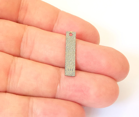Sterling Silver Stamping Bar Charms Blank Tag Charms with Loop, 925 Silver Charms (25x5mm) G30127
