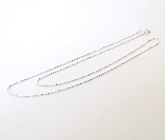 Sterling Silver Finished Necklace Chain Ball Chain Bead Chain (1mm) 925 Solid Silver Ready Chain (40cm-16 inch) G30089