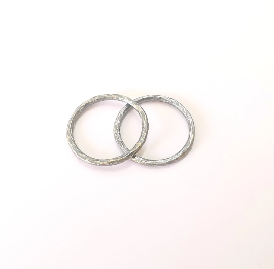 2 Sterling Silver Circle findings Oxidized Silver Circle 925 Solid Silver Findings (24mm) G30103