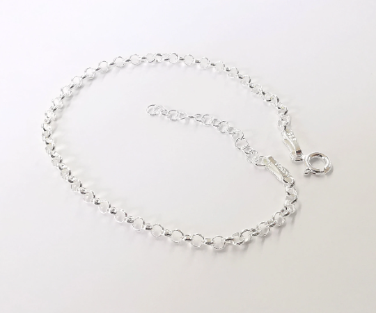 Sterling Silver Finished Bracelet Chain Rolo Chain Bangle Chain 925 Solid Silver Ready ball chain (17cm+3cm-6,6inch+1,2inch) G30117