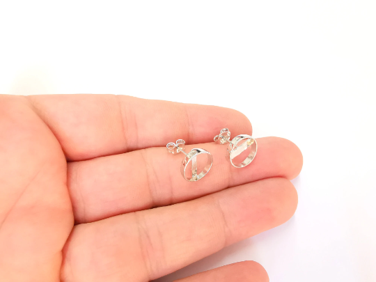 Sterling Silver Earring Blank 2 Pcs (1 pairs) 925 Silver Earring Needle with Loop Findings (10mm) G30161