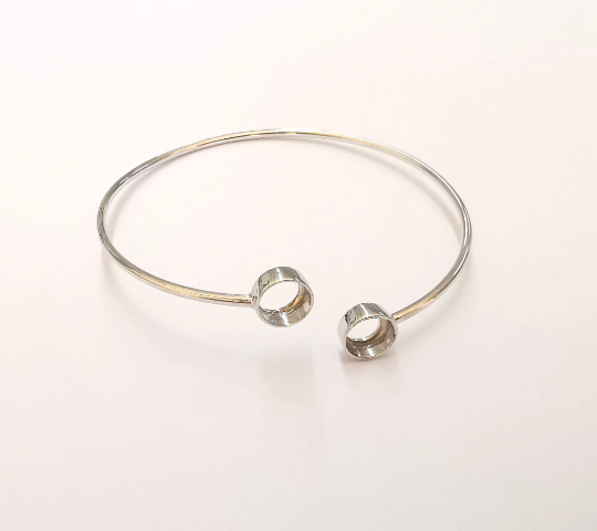 Sterling Silver Bracelet Blank Bezel 925 Silver Cuff Base Setting Blank Cabochon Bezel Mounting Adjustable Bracelet Base G30114