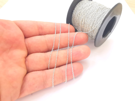 1 Feet Sterling Silver Rolo Chain 925 Solid Silver Soldered Rolo Chain (1,3mm) G30115