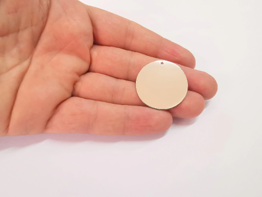 Sterling Silver Stamping Blank Charms 925 Silver Disc Charms Round Charms Pendant, Findings (31mm) G30107