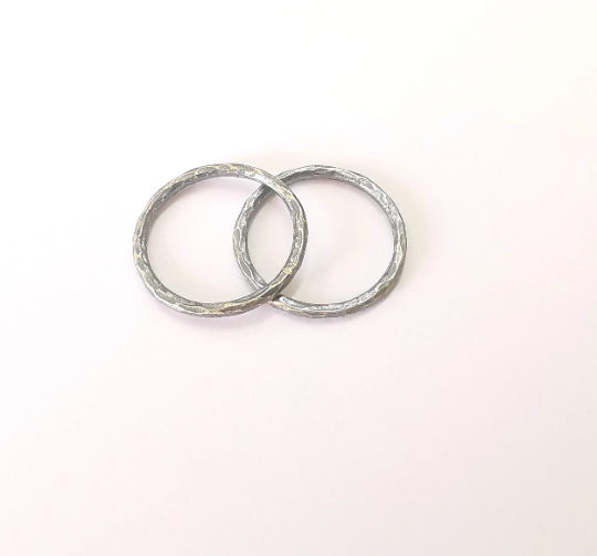 2 Sterling Silver Circle findings Oxidized Silver Circle 925 Solid Silver Findings (24mm) G30103
