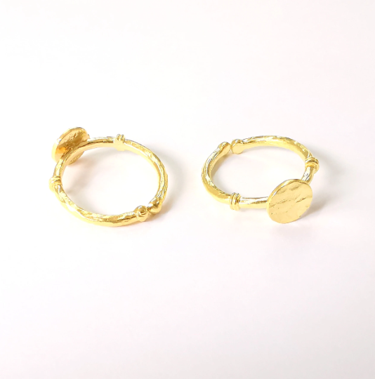 Stamping Ring Blanks, Gold Plated Sterling Silver, Engraving Blank, Statement Rings, Adjustable Nameplate Ring, 925 Solid Silver 8mm G30143