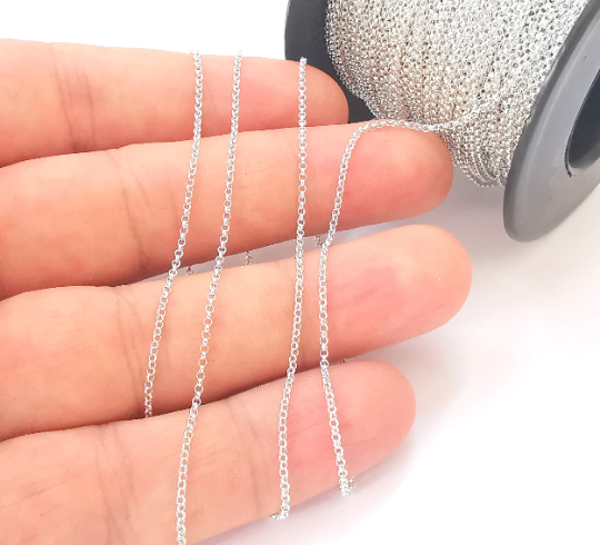 1 Feet Sterling Silver Rolo Chain 925 Solid Silver Soldered Rolo Chain (1,3mm) G30115