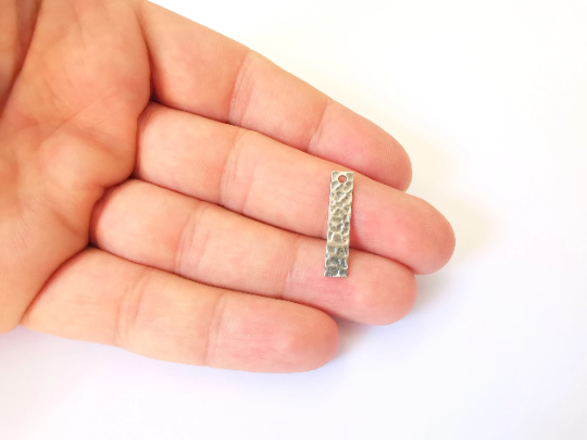 Sterling Silver Stamping Bar Charms Blank Tag Charms with Loop, 925 Silver Charms (25x5mm) G30127