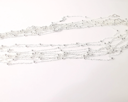 Sterling Silver Finished Necklace Chain, Satellite Chain 925 Solid Silver Ready Chain (40cm - 16 inch) G30123