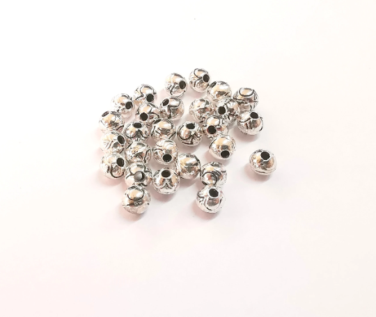 10 Sterling Silver Ball Beads 925 Solid Silver Beads (5mm) 10 Pcs G30145