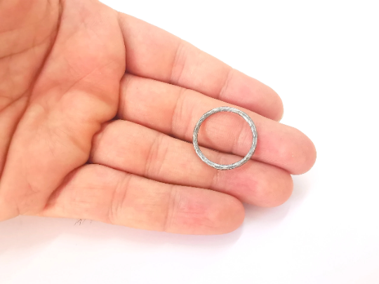 2 Sterling Silver Circle findings Oxidized Silver Circle 925 Solid Silver Findings (24mm) G30103