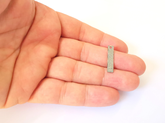 Sterling Silver Stamping Bar Charms Blank Tag Charms with Loop, 925 Silver Charms (25x5mm) G30127