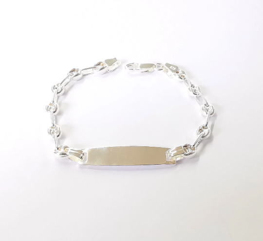 Sterling silver finished stamping bracelet chain Ready bracelet tag 925 Solid Silver Chain (17cm-6,6inch) G30116