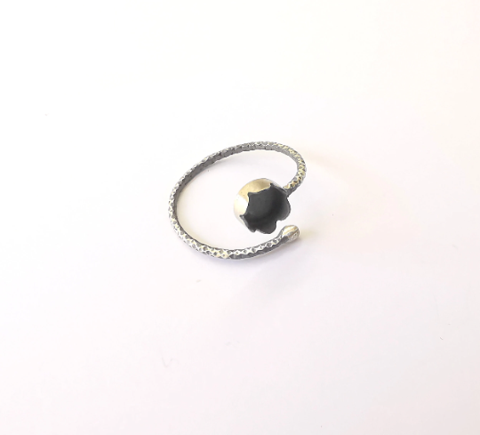 Sterling Silver Ring Blank Bezel Oxidized 925 Silver Ring Setting Resin Blank Cabochon Ring Mounting Adjustable Ring Base (6mm ) G30133