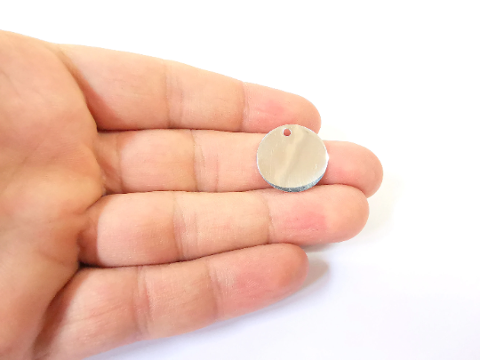 Sterling Silver Stamping Blank Charms 925 Silver Disc Charms Round Charms Pendant, Findings (20mm) G30084