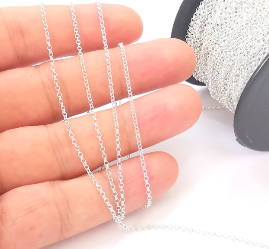 1 Feet Sterling Silver Rolo Chain 925 Solid Silver Soldered Chain (1.6mm) G30148