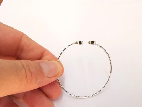 Sterling Silver Bracelet Blank Bezel 925 Silver Cuff Base Setting Blank Cabochon Bezel Mounting Adjustable Bracelet Base G30114
