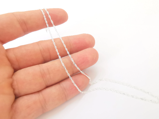 Singapore Chain Sterling Silver Finished Necklace Chain Rope Chain Serpentine (1,5mm) 925 Solid Silver Ready Chain (40cm-16 inch) G30081