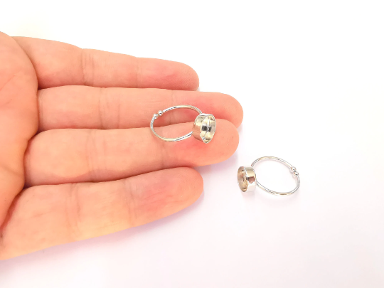 Sterling Silver Ring Blank Bezel 925 Silver Ring Setting Resin Ring Blank Cabochon Ring Mounting Adjustable Ring Base (8mm round) G30154