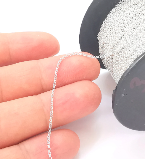 1 Feet Sterling Silver Rolo Chain 925 Solid Silver Soldered Rolo Chain (1,3mm) G30115